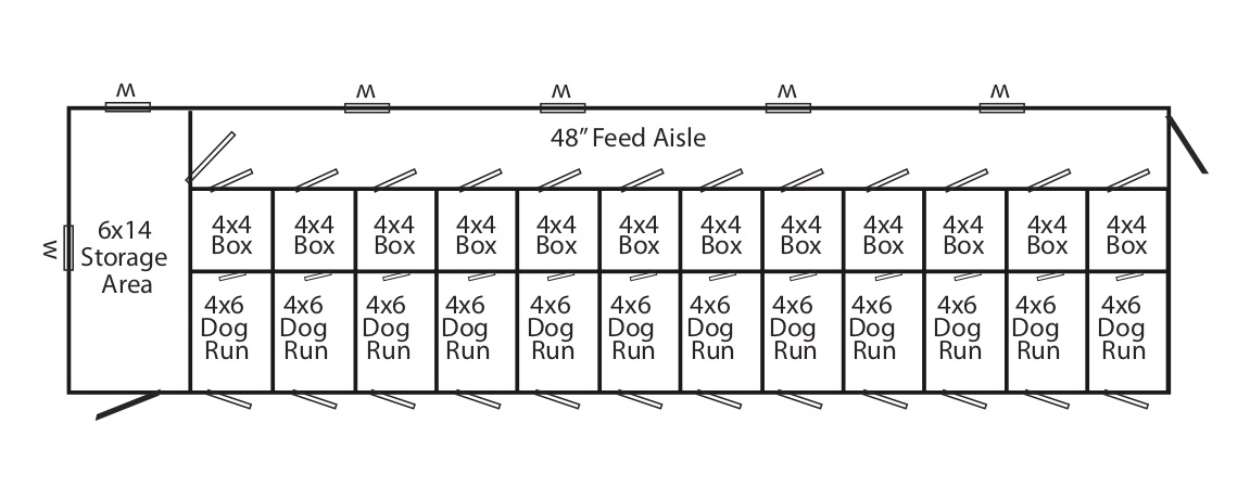 Picture of 14x54 commercial dog kennel floor plan