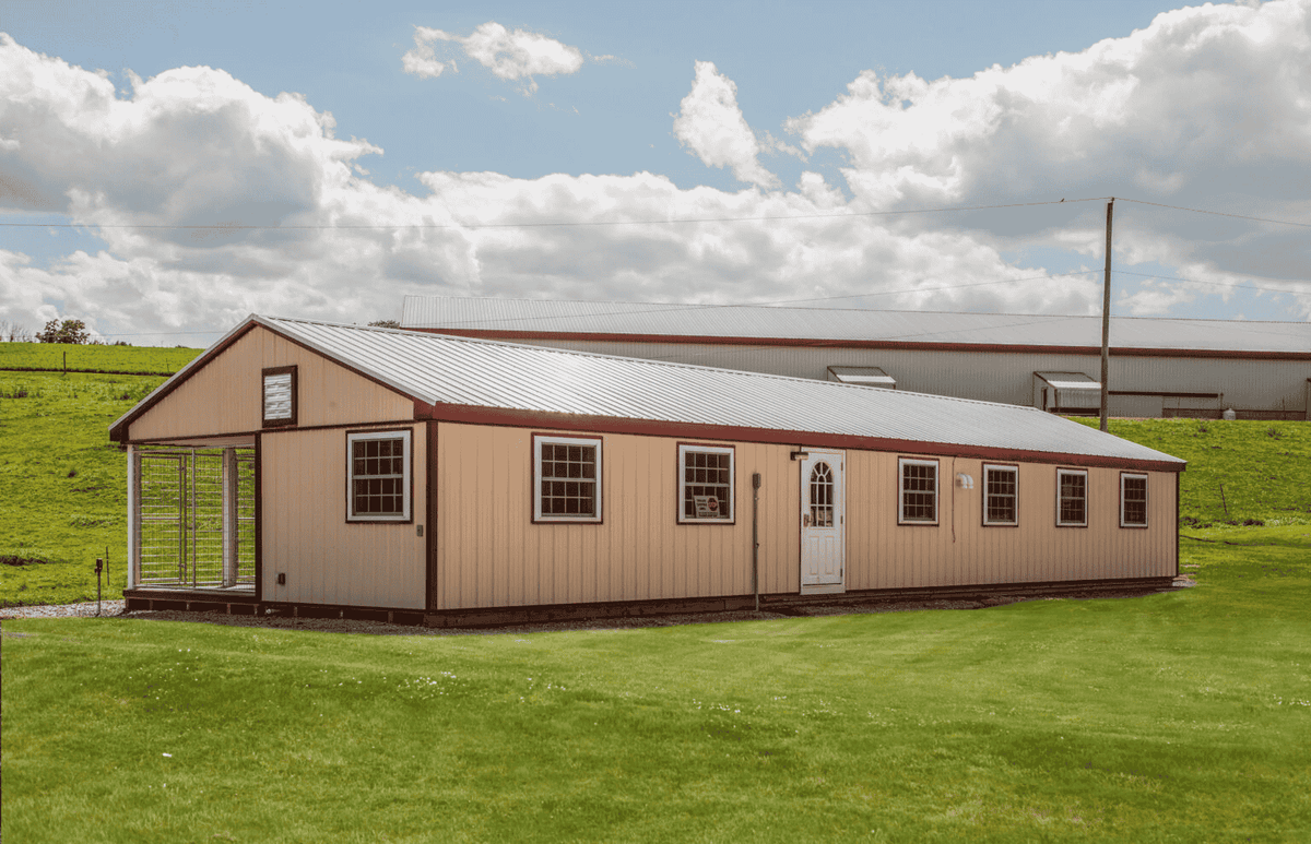 Picture of 20x60 commercial dog kennel back