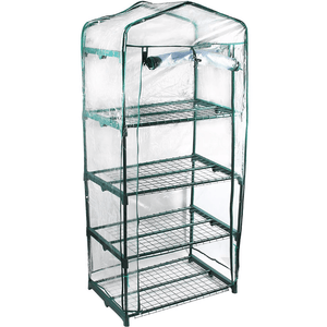 4 Tier Portable Rolling Greenhouse with Clear Cover