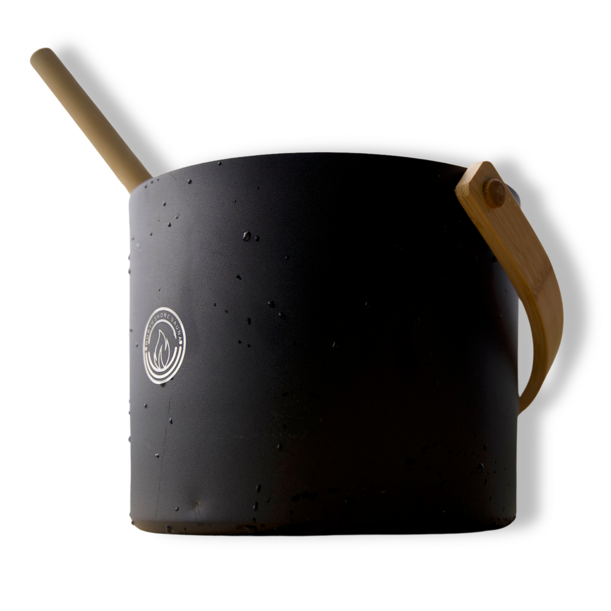 Picture of 5L Black Aluminum Sauna Bucket and Ladle Set with Elegant Bamboo Handles inside bucket