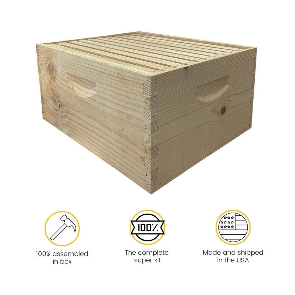 Assembled 9 5/8&quot; Deep Bee Hive Kit with Plastic Wax Coated Foundation and Assembled Frames features