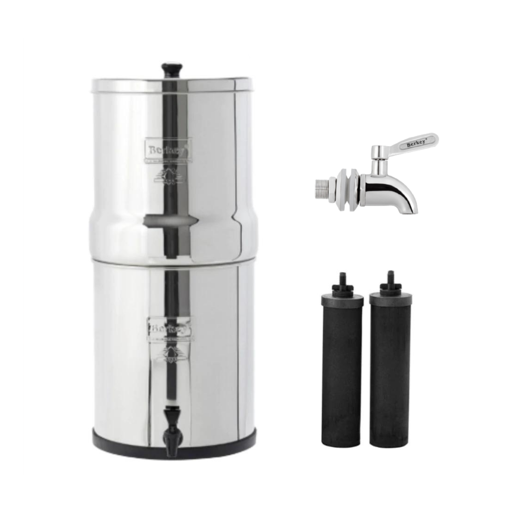BIG BERKEY® Water Filter 2.25 GAL WITH 2 BLACK ELEMENTS - Wild Oak
