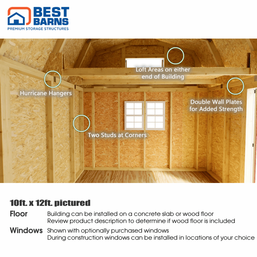 Best Barns Craftsman&#39;s Cove Door Eave Interior 2