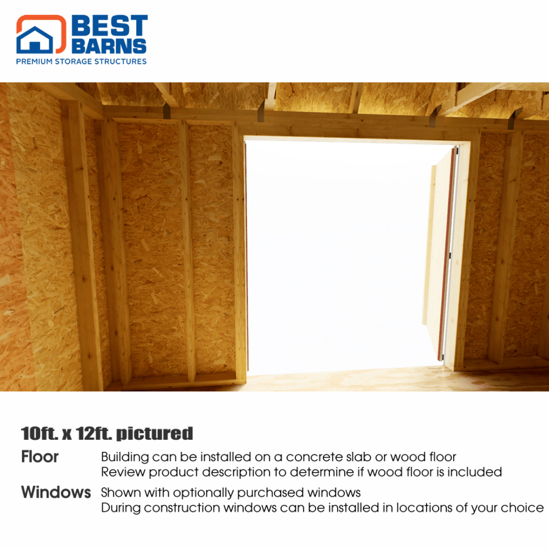 Best Barns Craftsman&#39;s Cove Door Eave Interior 3