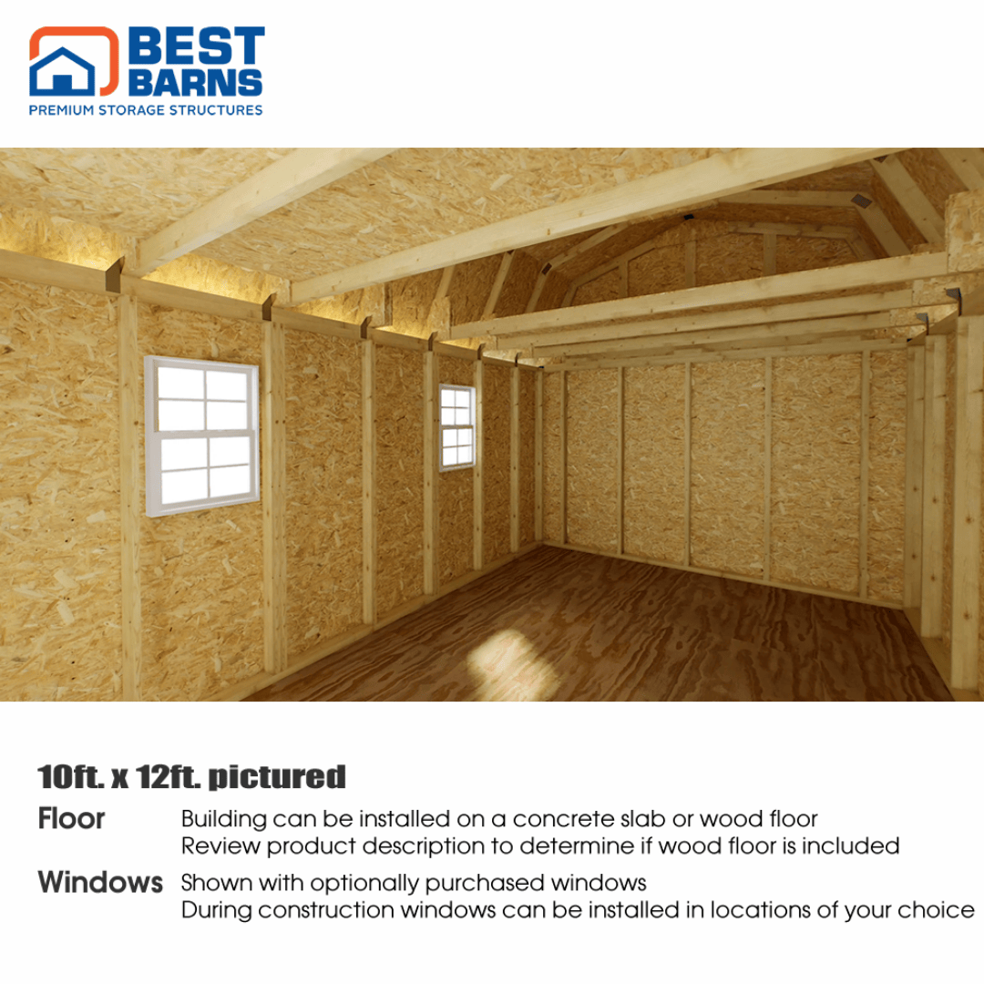 Best Barns Craftsman&#39;s Cove Door Gable Interior 1