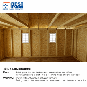 Best Barns Craftsman's Cove Door Gable Interior 2