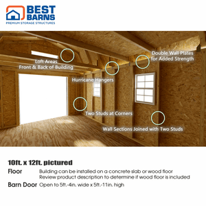 Best Barns Craftsman's Cove Door Gable Interior 3