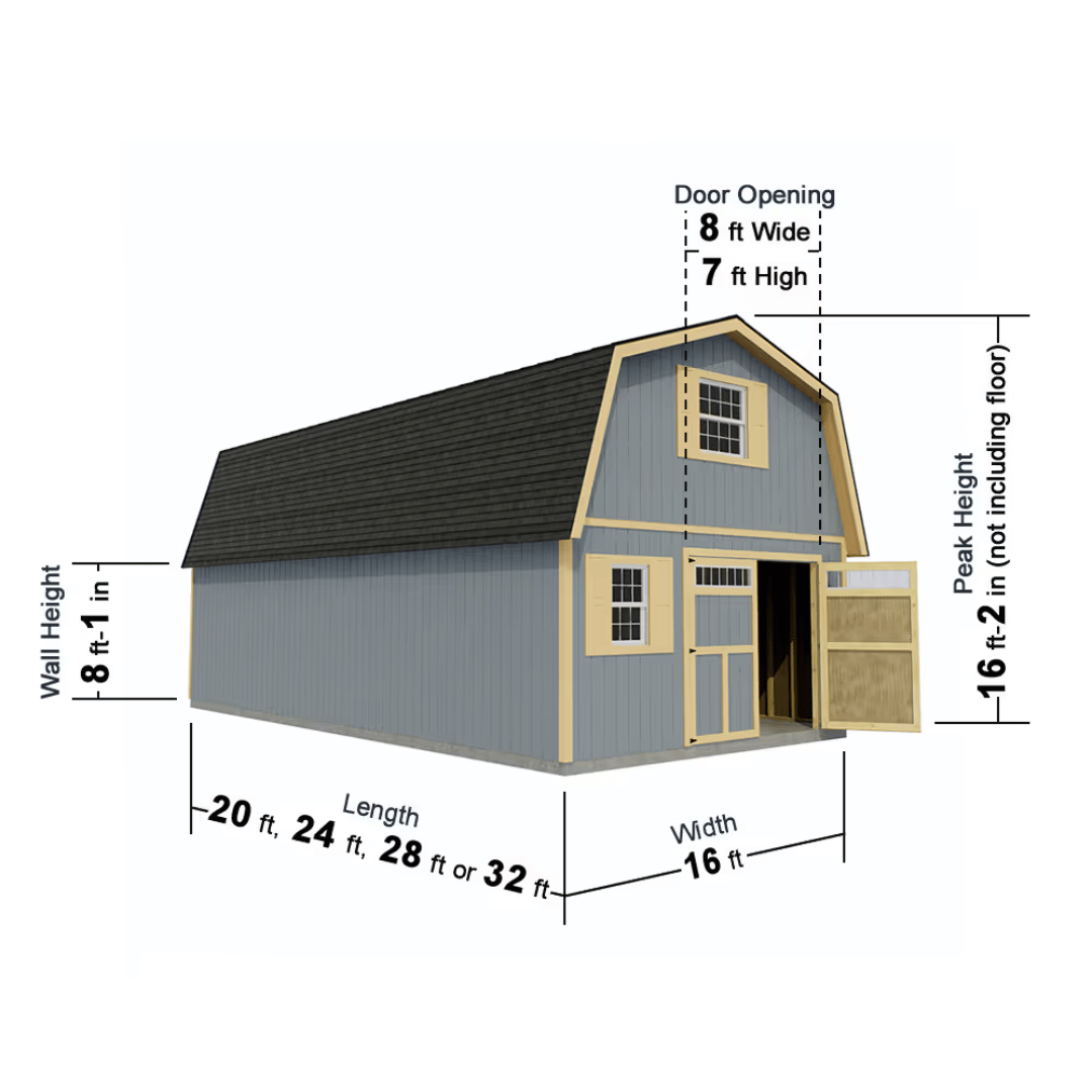 Best Barns Handcrafted Homestead Series Storage Barns XL with Transom Doors Dimensions