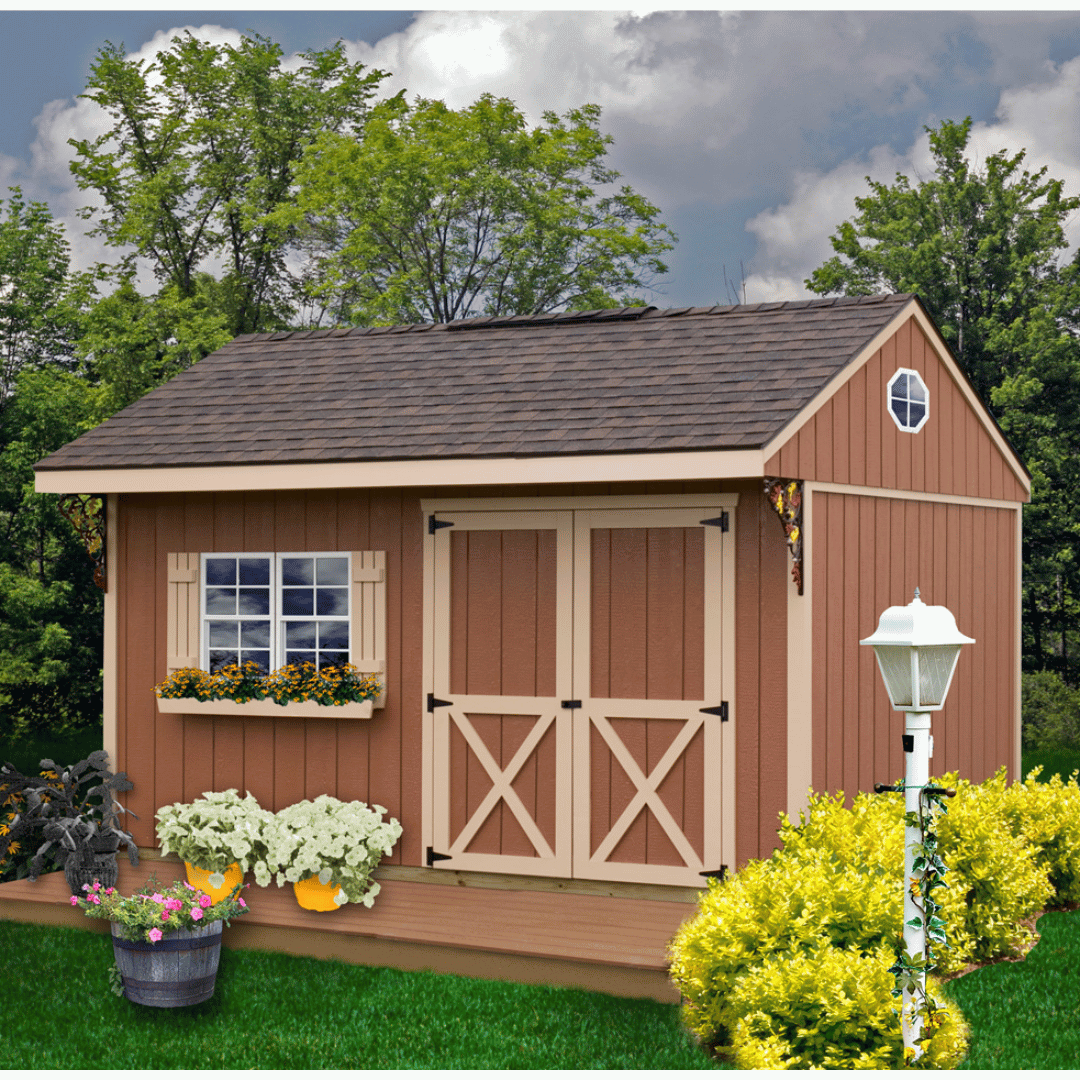 Best Barns Overhang Oasis Shed Brown setup