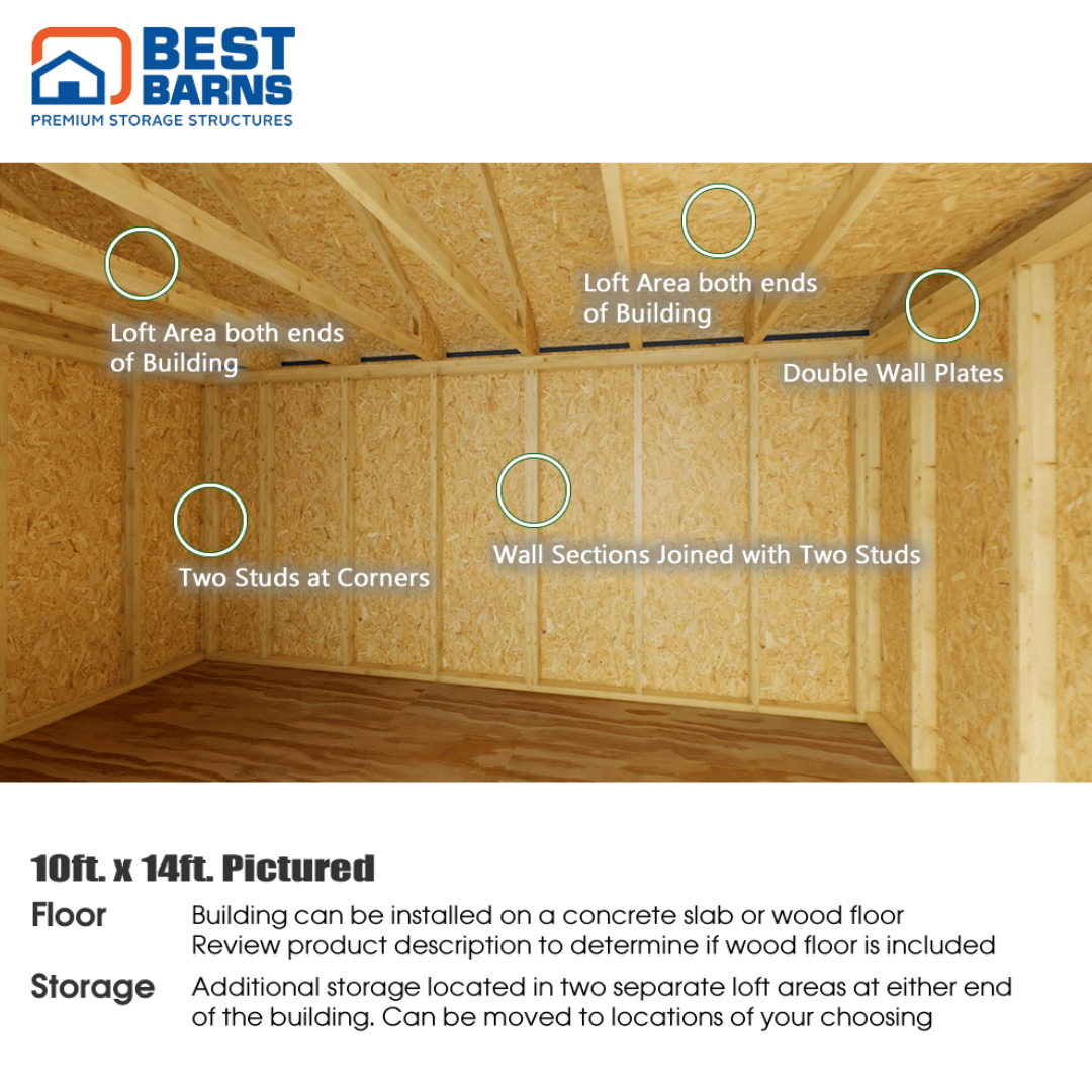 Best Barns Overhang Oasis Shed 10x14 Interior