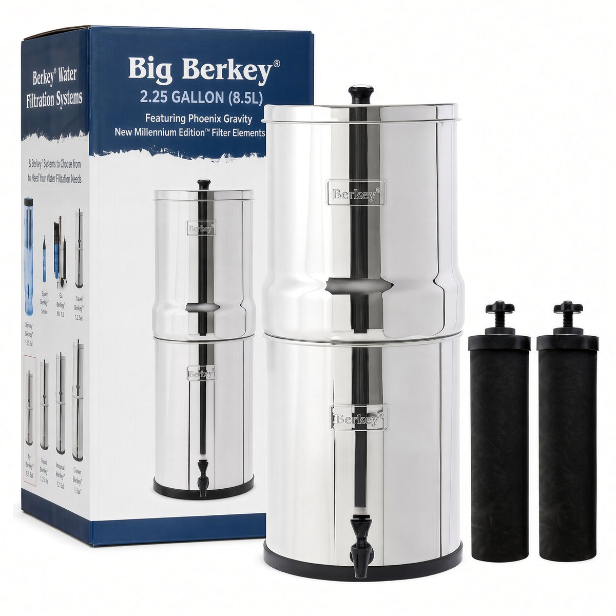 Big Berkey® System with 2 Phoenix Gravity New Millennium Edition™ Filter Elements