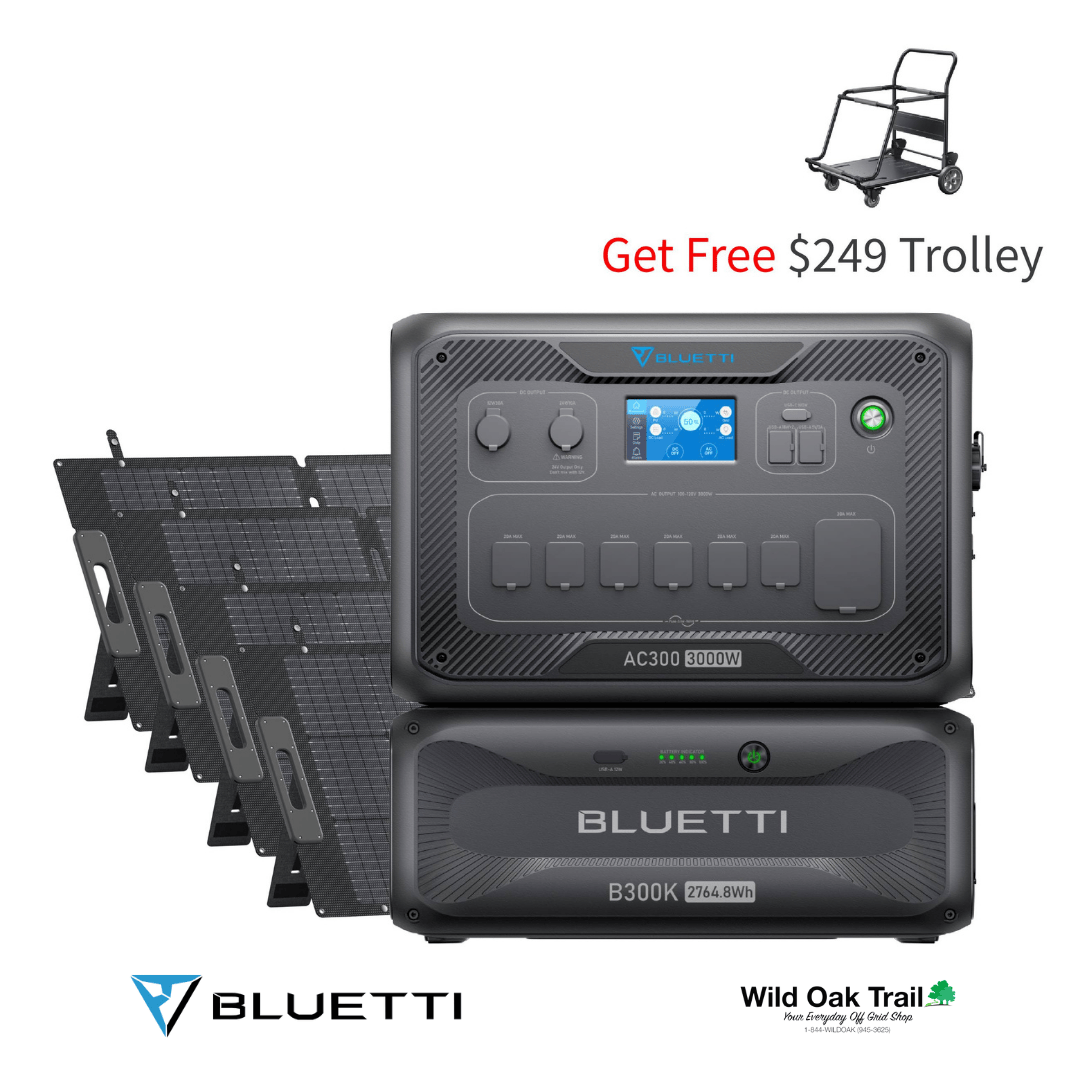 Bluetti AC300 with B300K Battery and four 200W solar panels