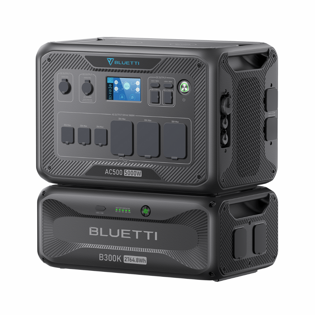 Bluetti AC500 with B300K Battery left angled view