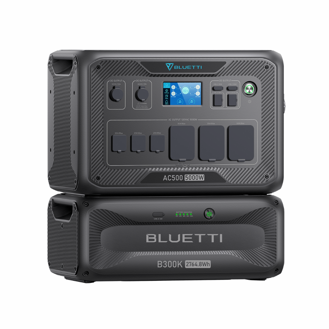 Bluetti AC500 with B300K Battery right angled view