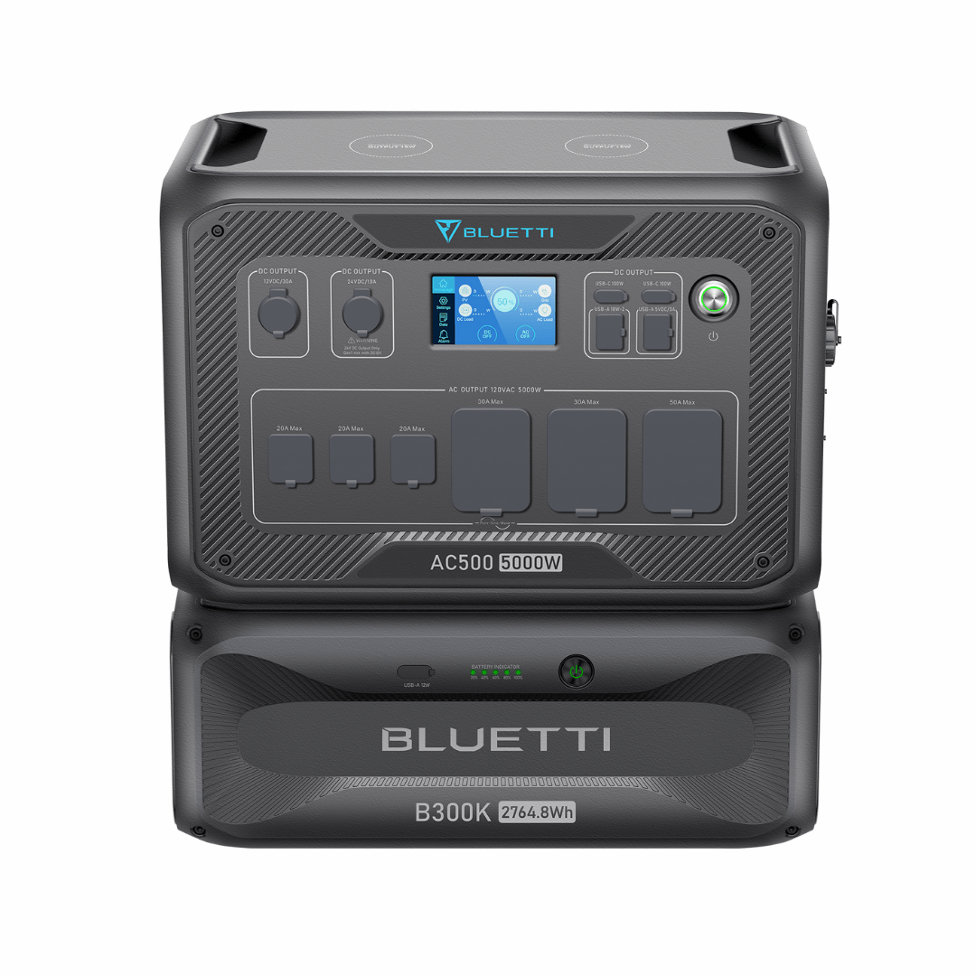 Bluetti AC500 with B300K Battery top angled view