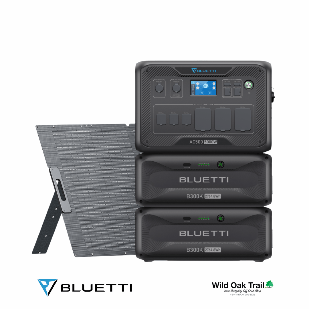 Bluetti AC500 with two B300K Batteries and 350W Solar panel