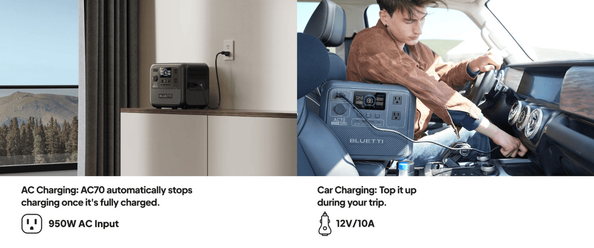 Bluetti AC70 input charging