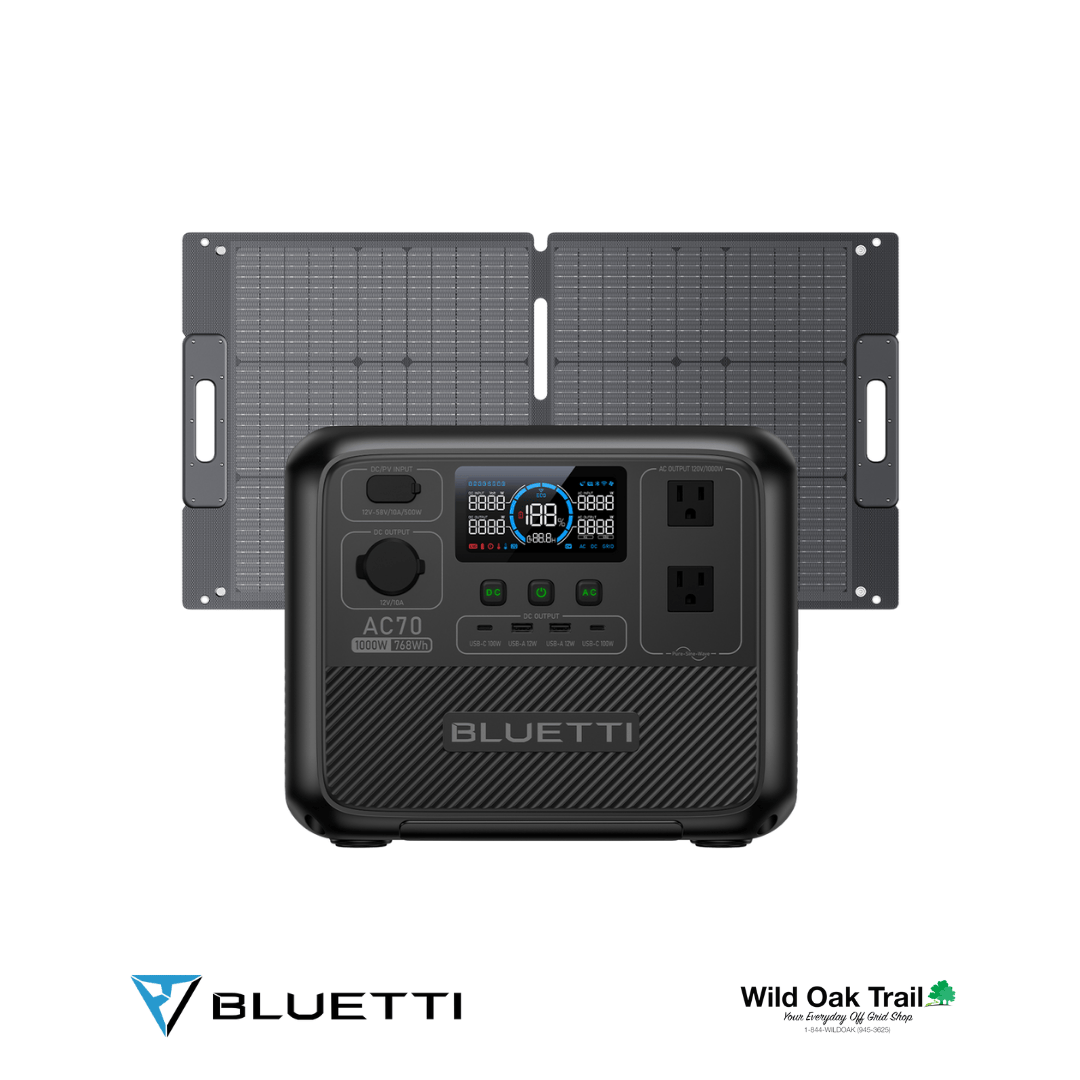 Bluetti AC70 with SP100L 100W solar panel