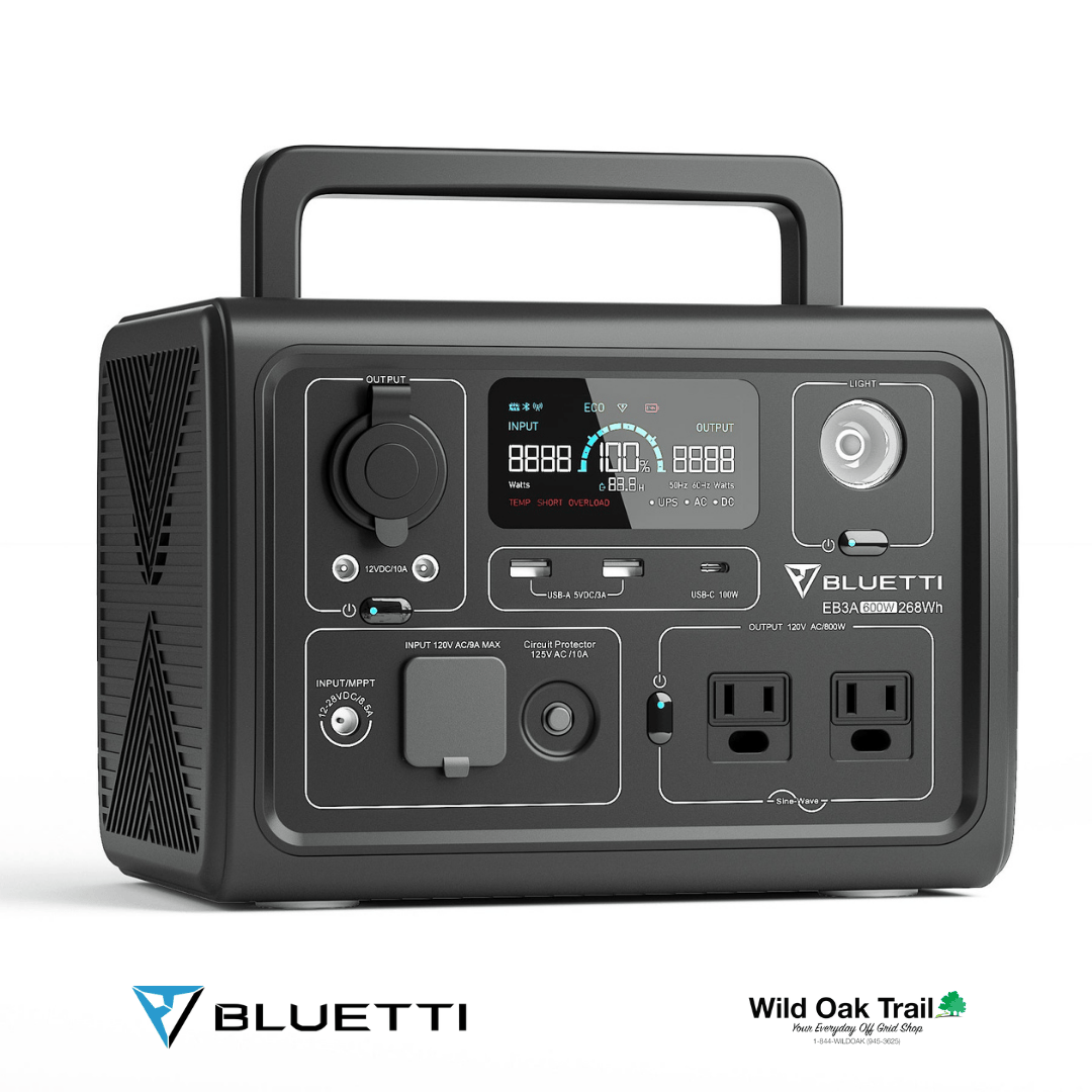 Bluetti EB3A angled close up view with handle