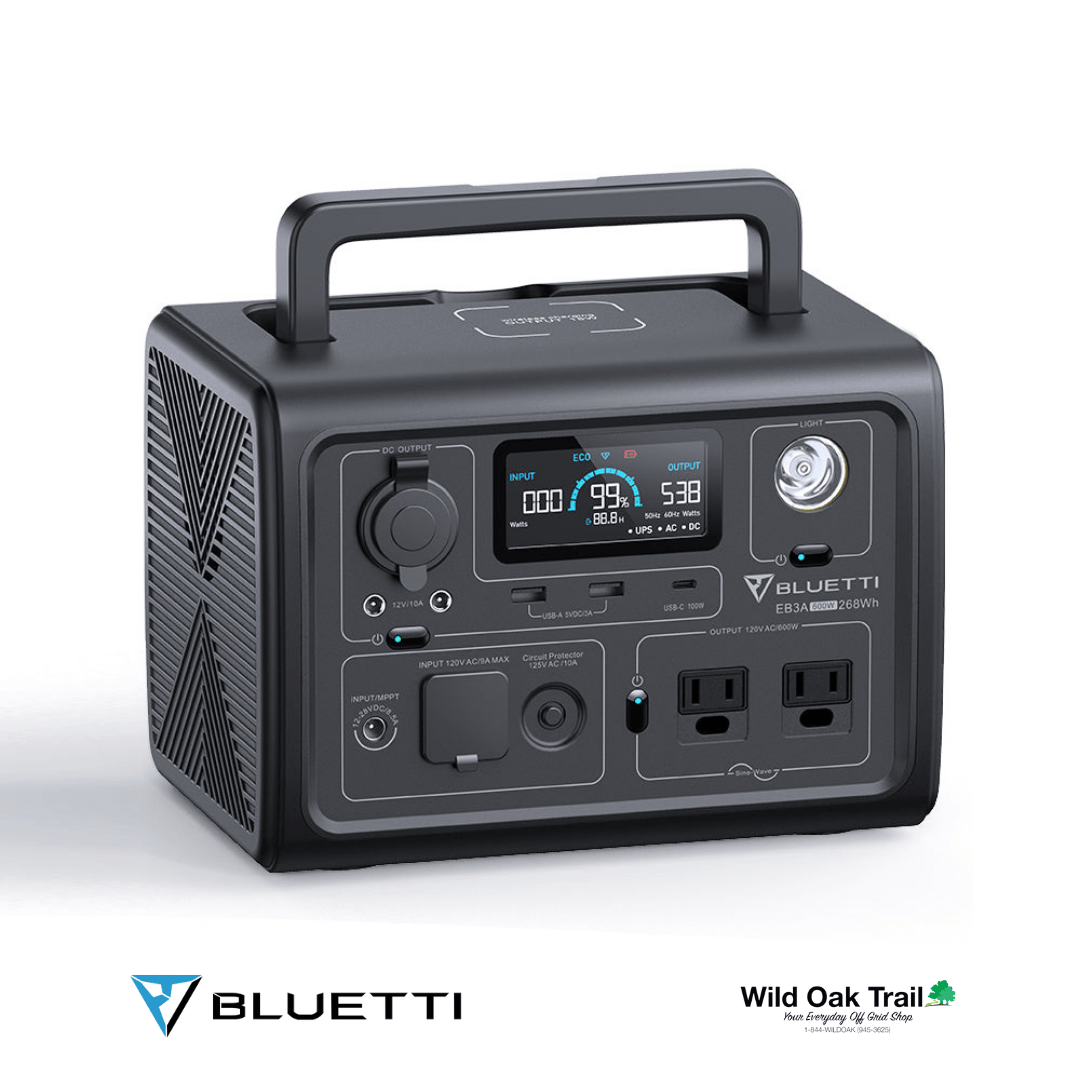 Bluetti EB3A angled view with handle