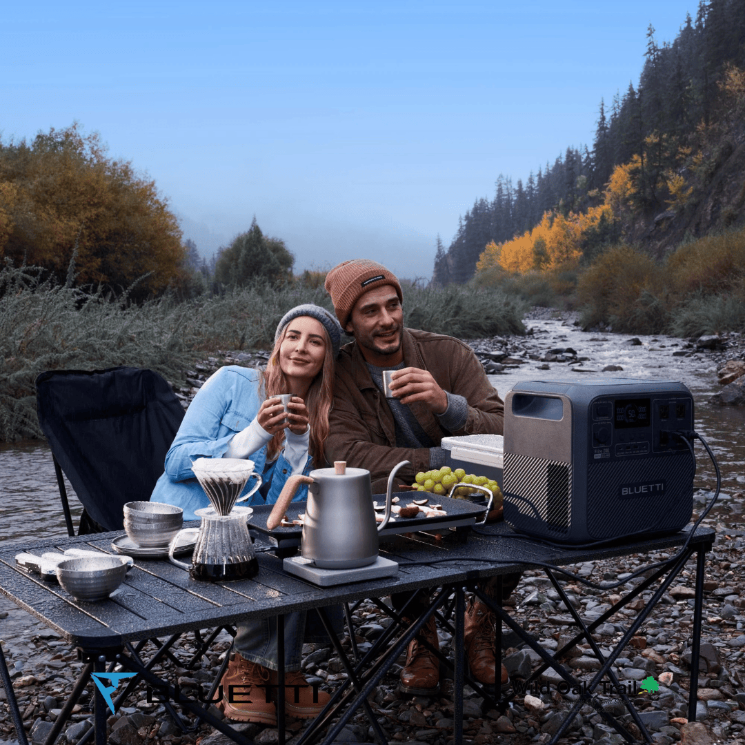 Bluetti Elite 200 V2 with couple near a river