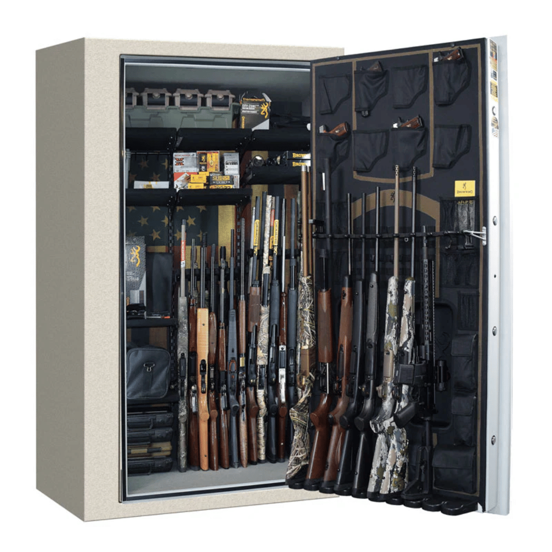 Browning Hunter Series 49-Gun Tall Safe with Guns stored inside