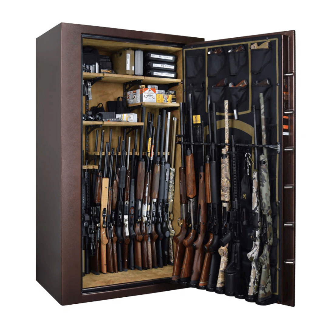 Browning Rawhide Series 49-Gun Tall Safe with guns stored inside