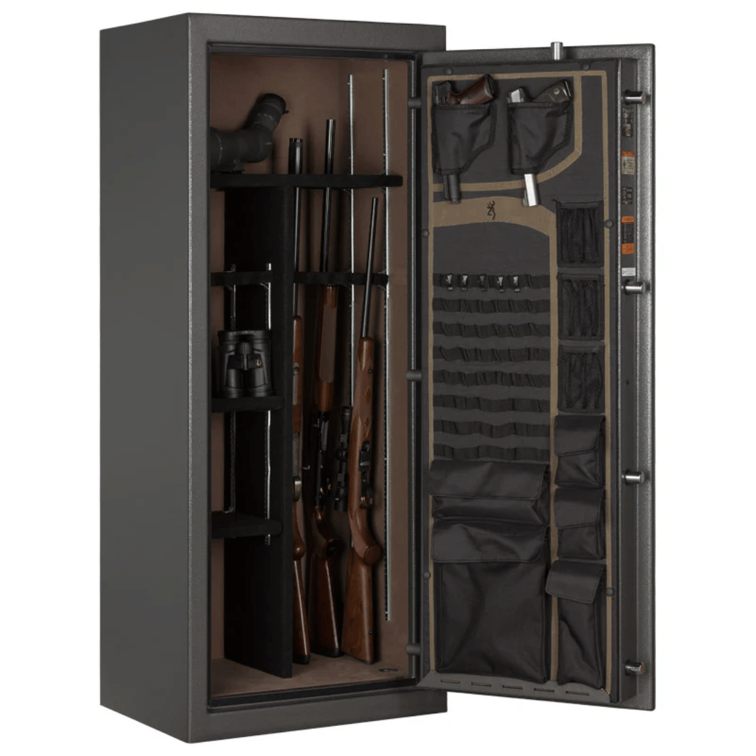 Browning Sporter Series 20-Gun Safe with guns stored inside