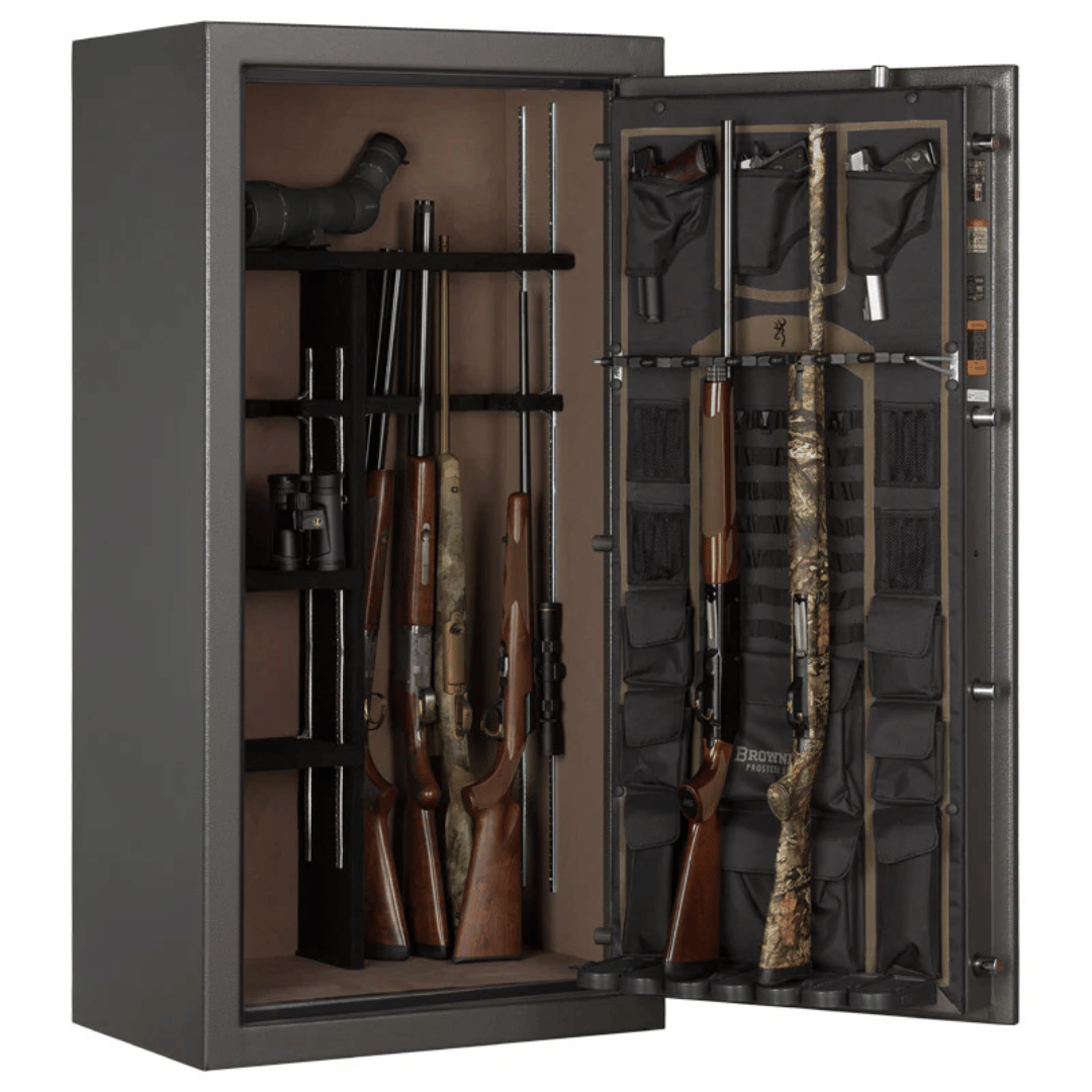 Browning Sporter Series 23-Gun Safe with guns stored inside