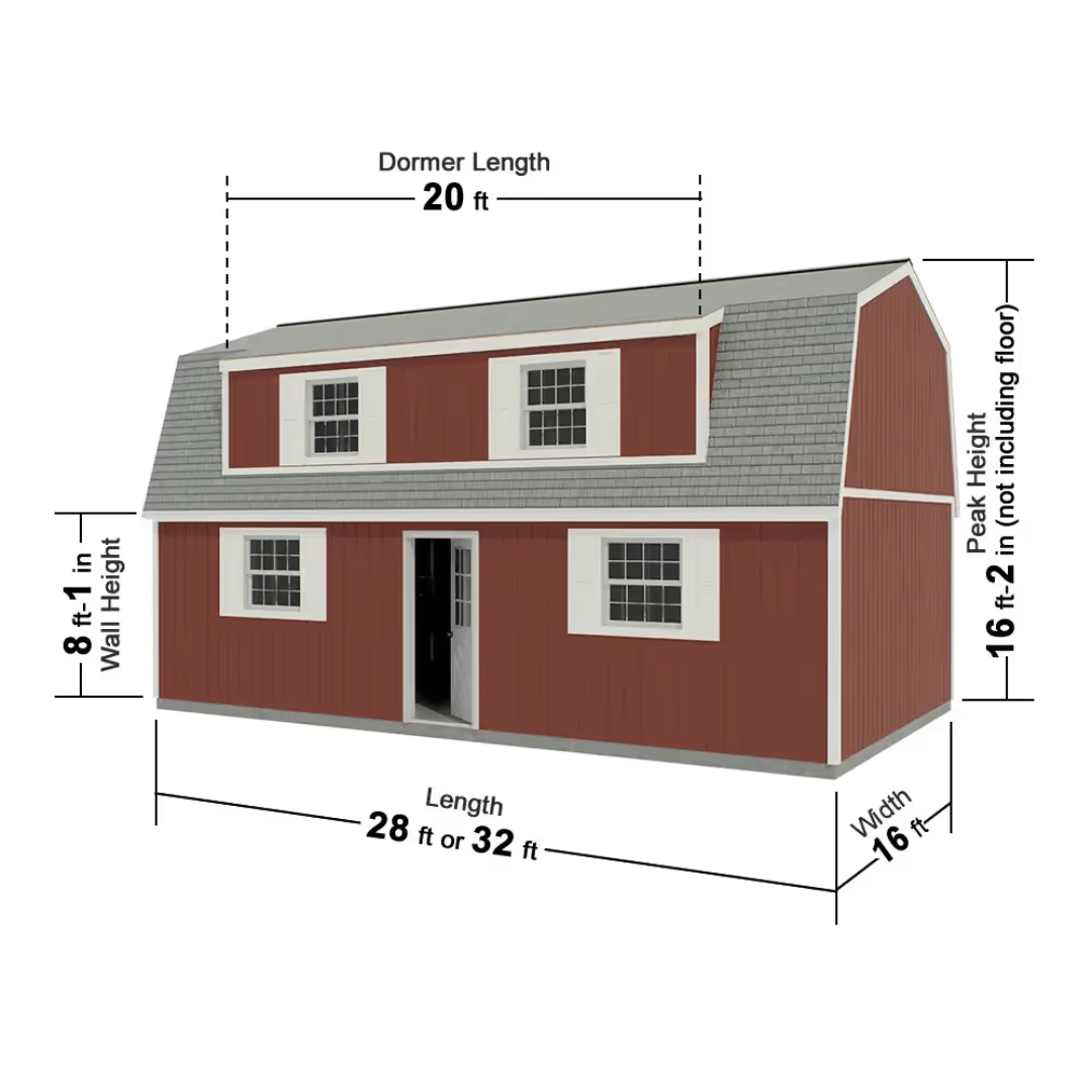 Crafted Colossal Series  Barndominiums Man door + Dormer Kit Dimensions