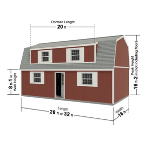 Crafted Colossal Series  Barndominiums Man door + Dormer Kit Dimensions