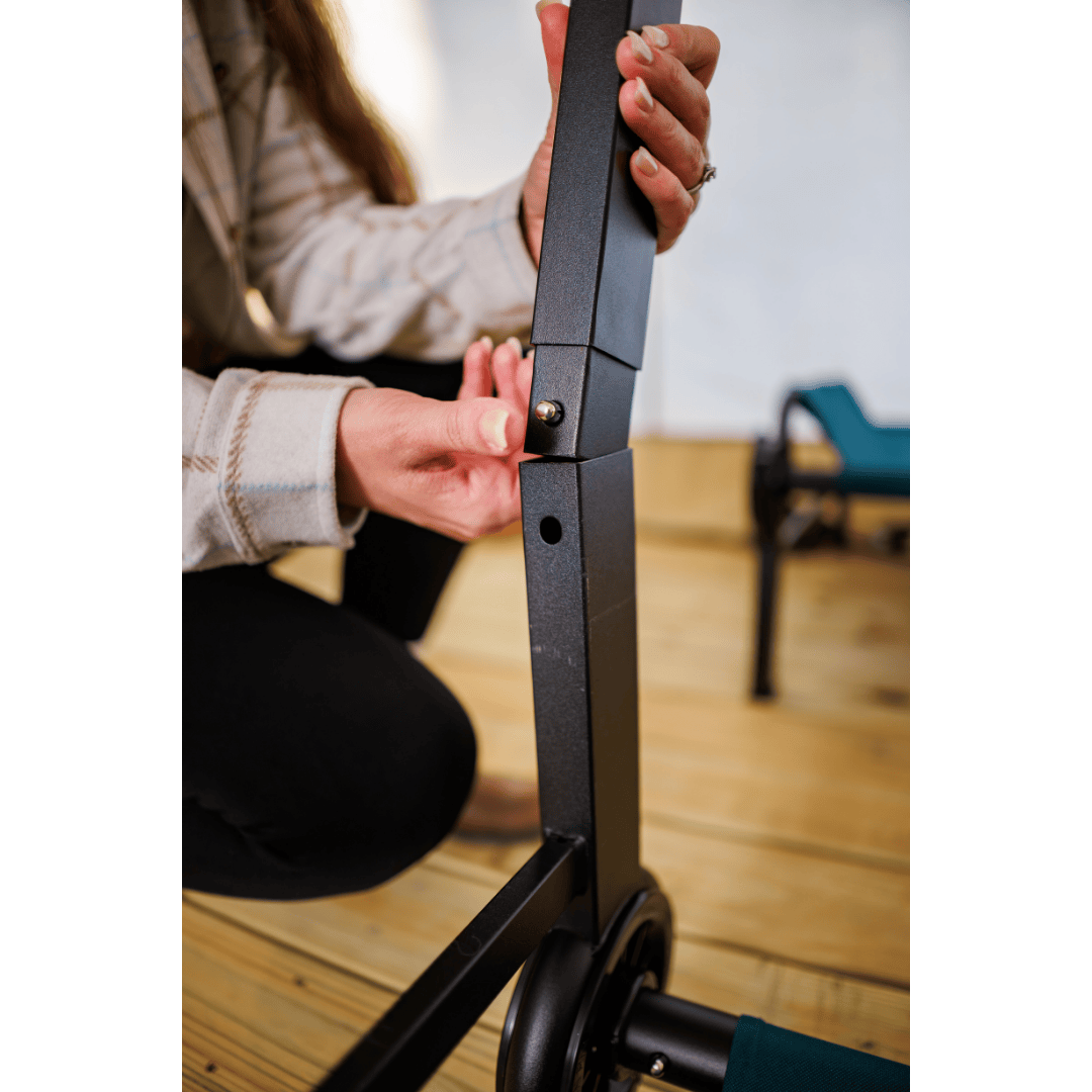 Disc-O-Bed Leg Extender being installed