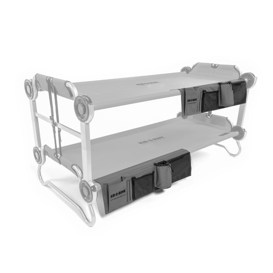 Disc-O-Bed Kid-O-Bunk Side Organizer gray attached to bunk