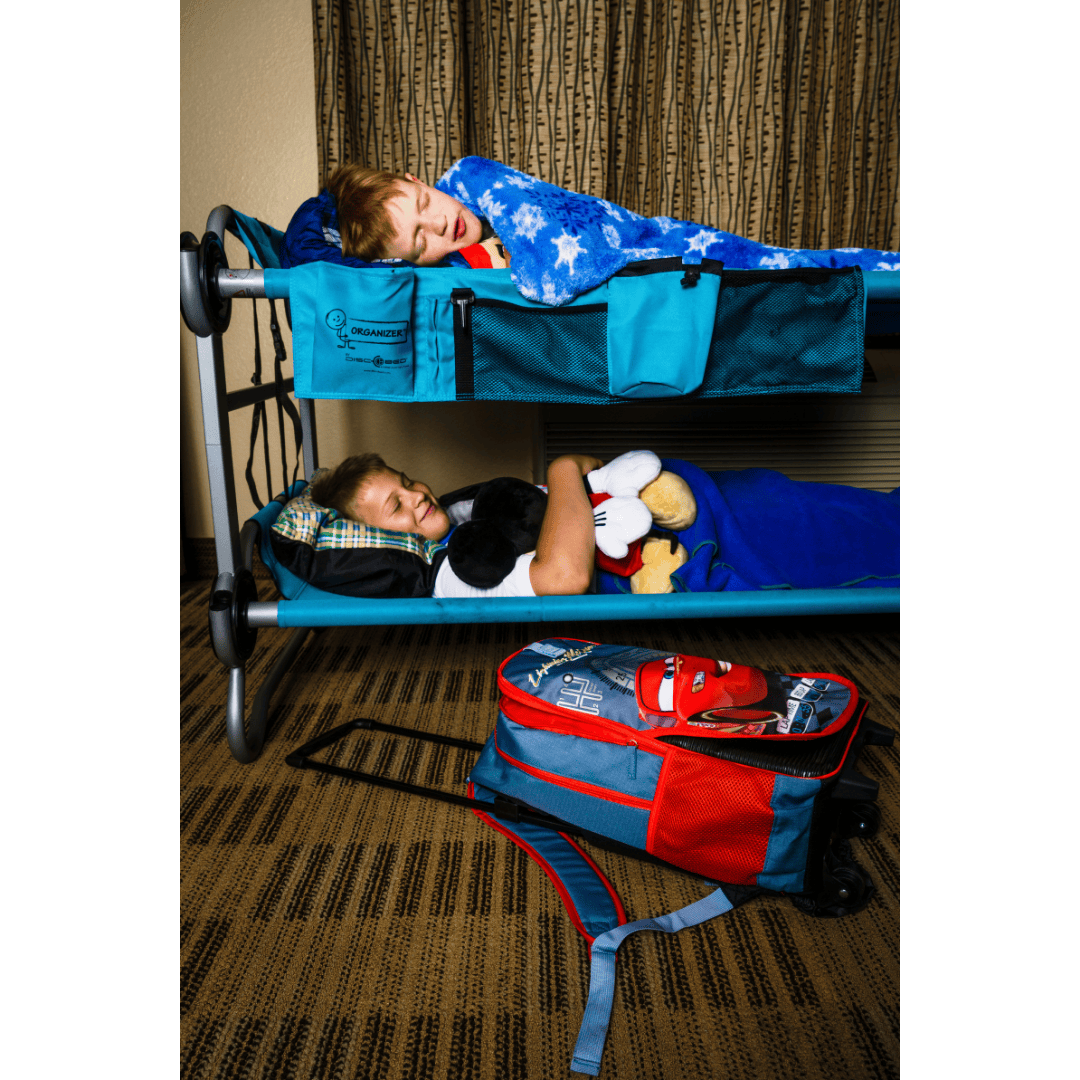 Disc-O-Bed Kid-O-Bunk Side Organizer with kids sleeping