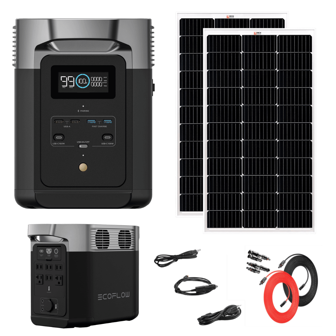 Picture of EcoFlow DELTA 2 + 2 100 Watt 12V Portable Rigid Solar Panel bundle