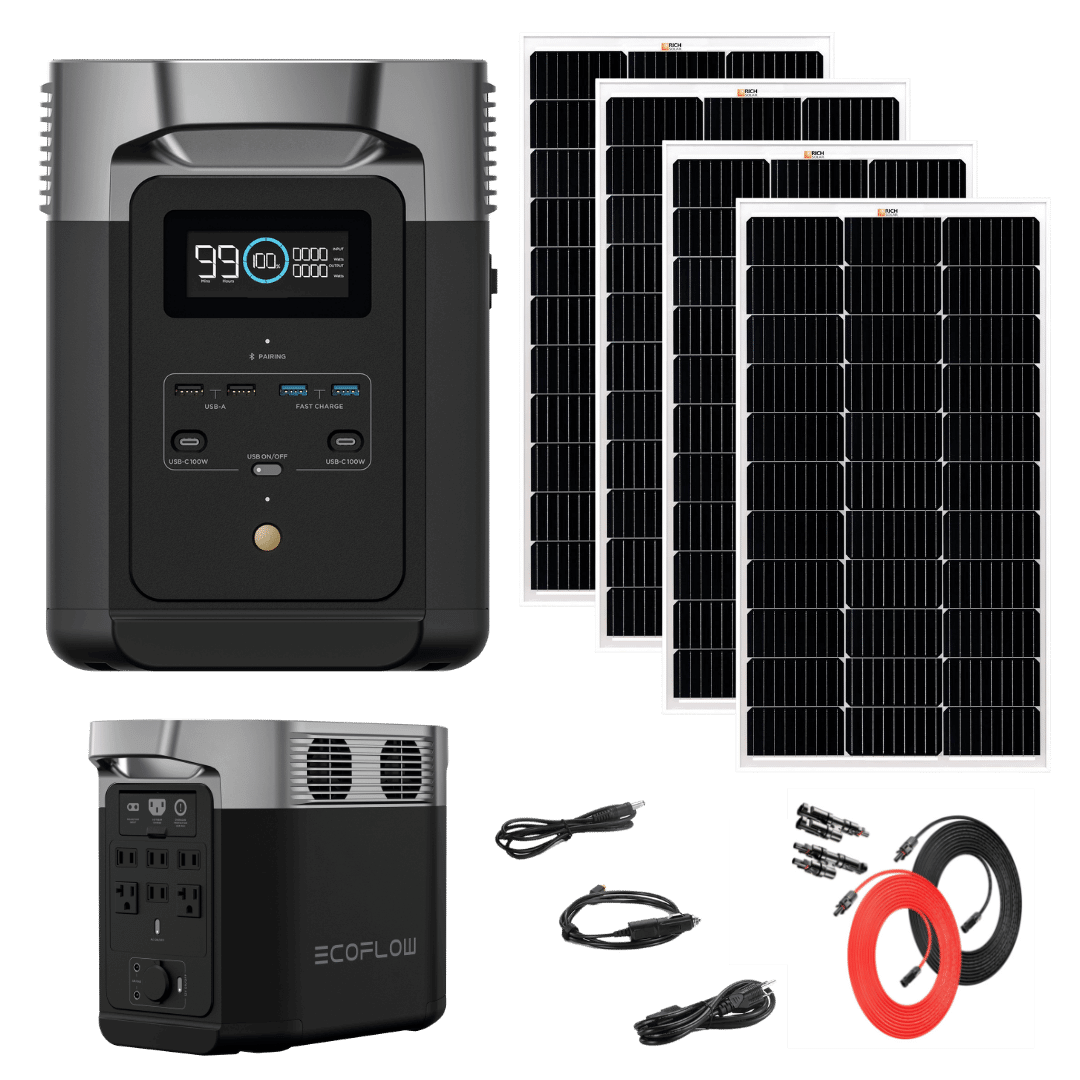 Picture of EcoFlow DELTA 2 + 4 100 Watt 12V Portable Rigid Solar Panel bundle