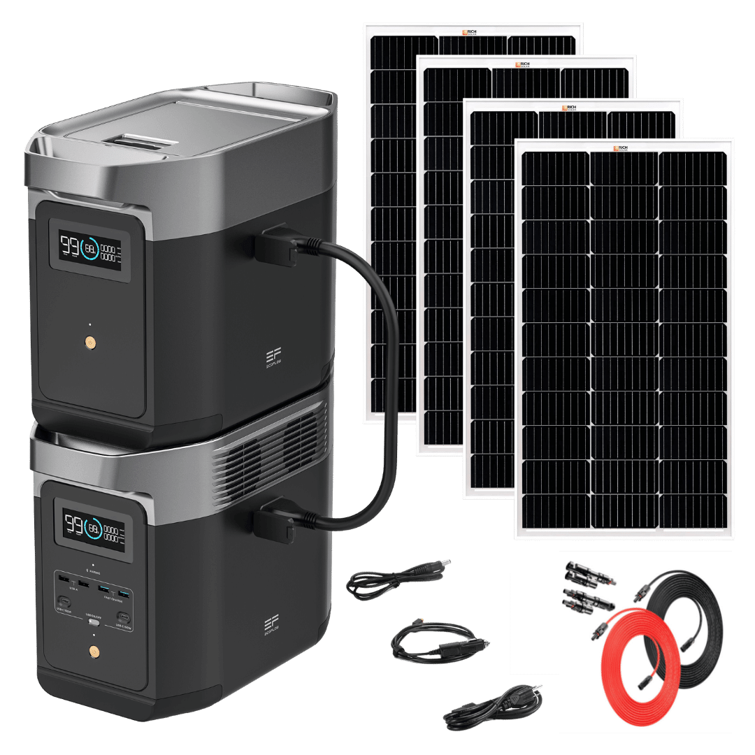 Picture of EcoFlow DELTA 2 + DELTA 2 Smart Extra Battery + 4 100 Watt 12V Portable Rigid Solar Panel Bundle