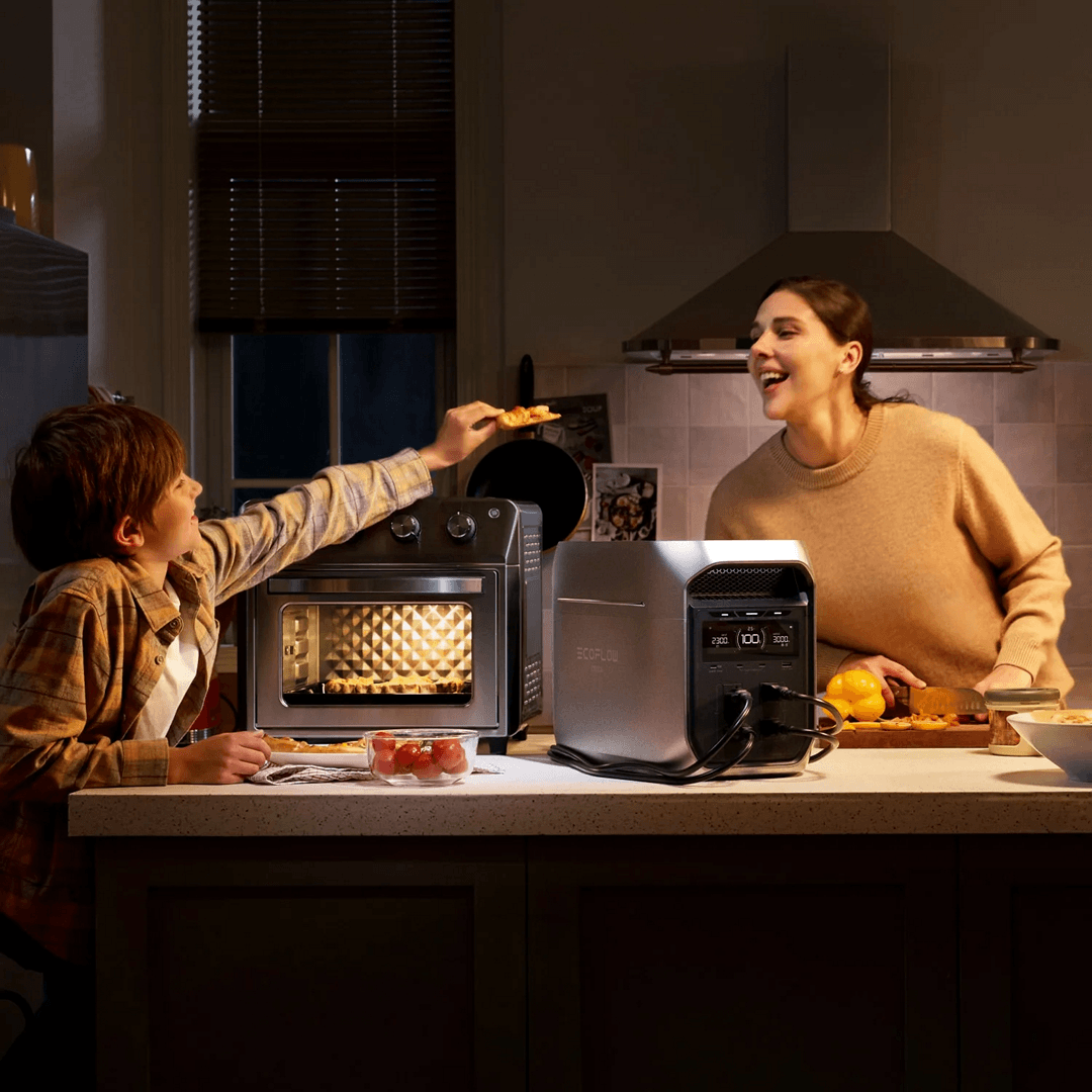 EcoFlow DELTA 3 Max Plus Portable Power Station powering kitchen appliances