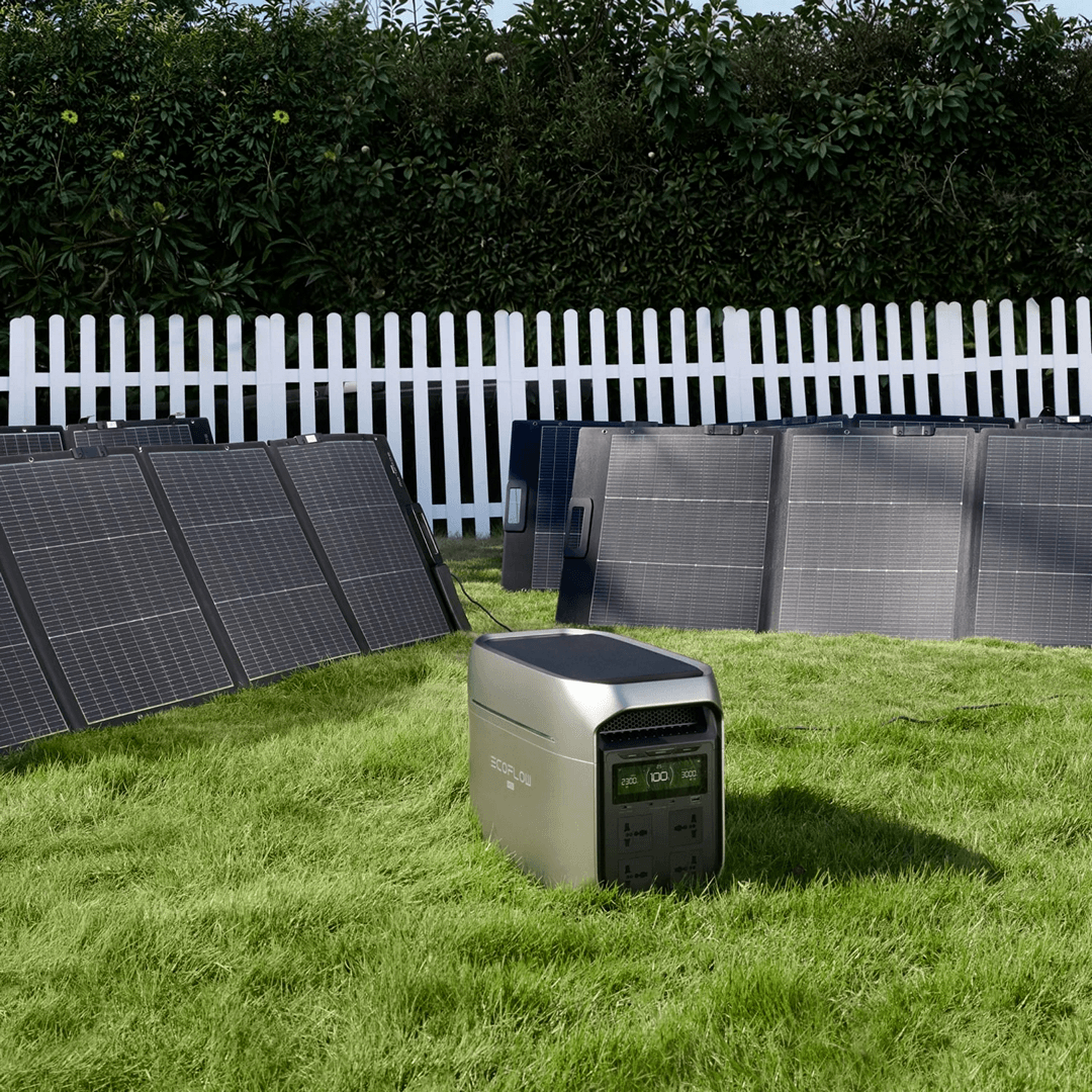 EcoFlow DELTA 3 Max Plus Portable Power Station solar charging outdoors