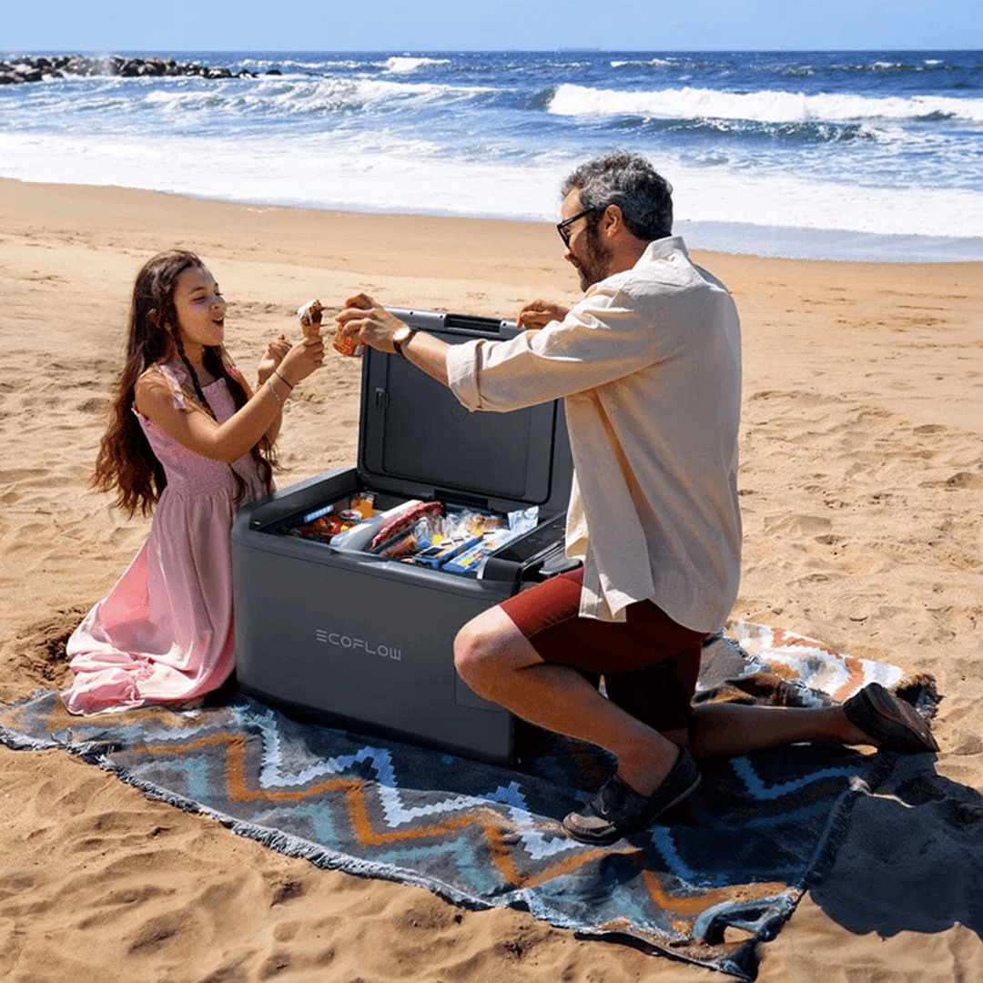 EcoFlow GLACIER Classic Portable Refrigerator on the beach