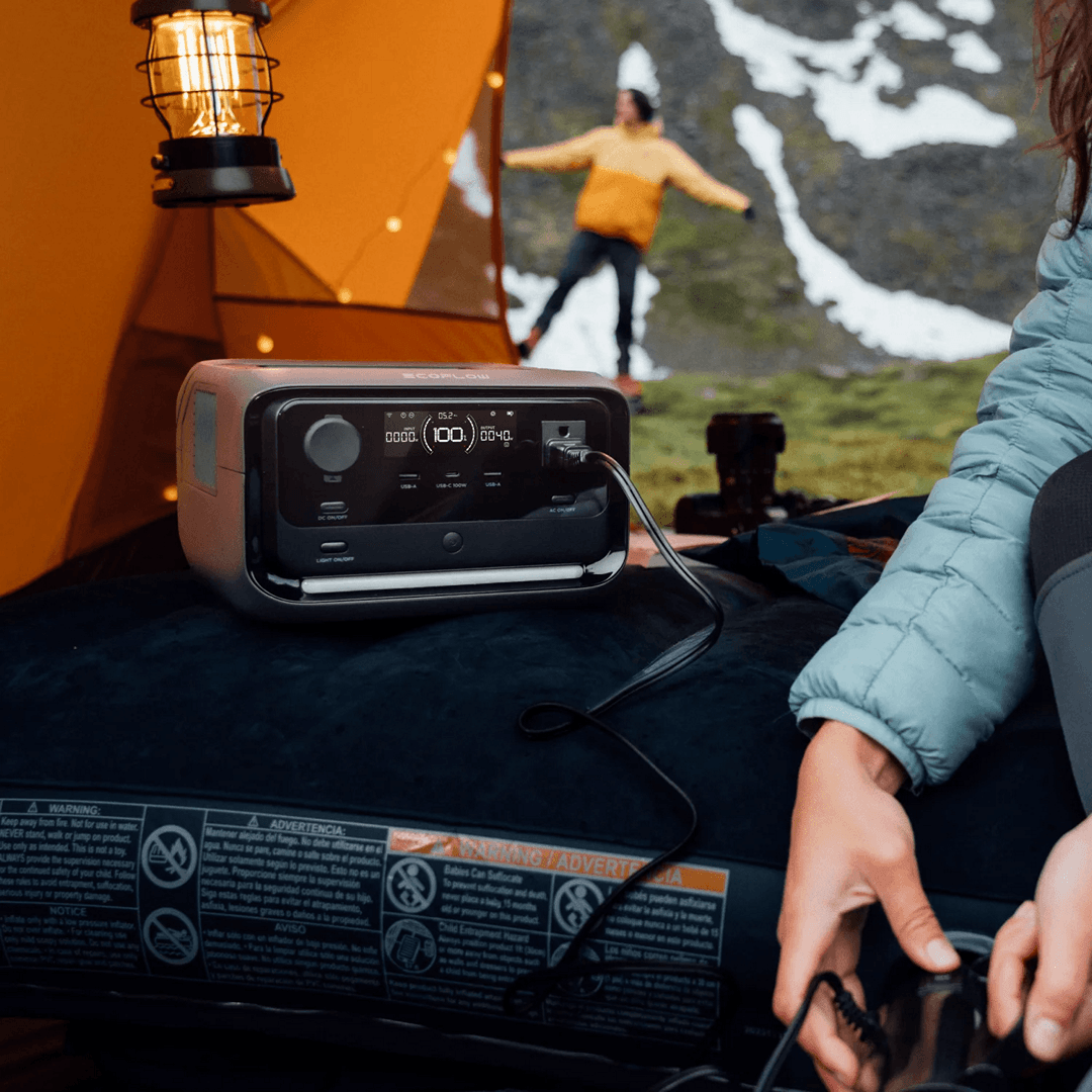 EcoFlow RIVER 3 Plus Extra Battery being used while camping