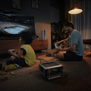 EcoFlow RIVER 3 Plus Extra Battery powering tv and console