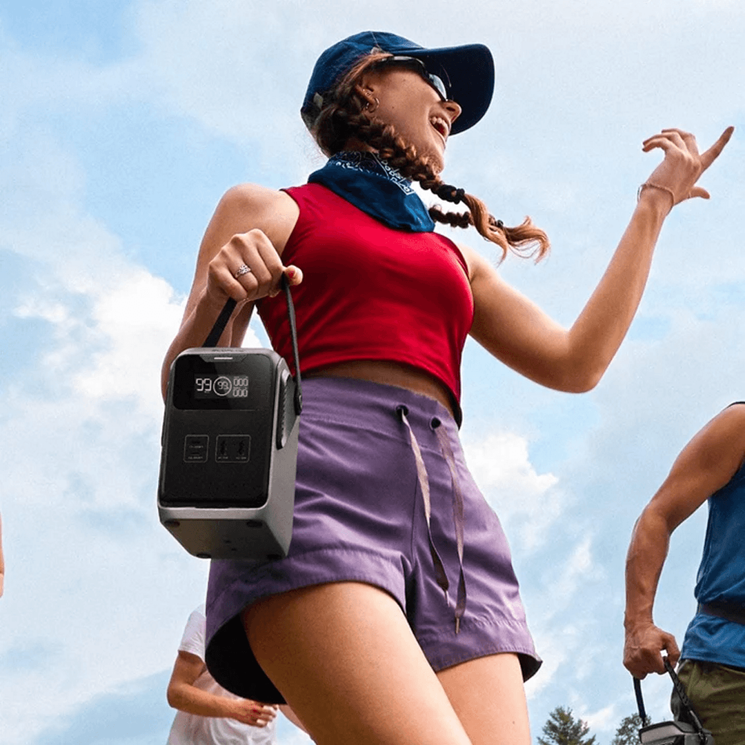 EcoFlow TRAIL Series Portable Power Station being hand carries while hiking