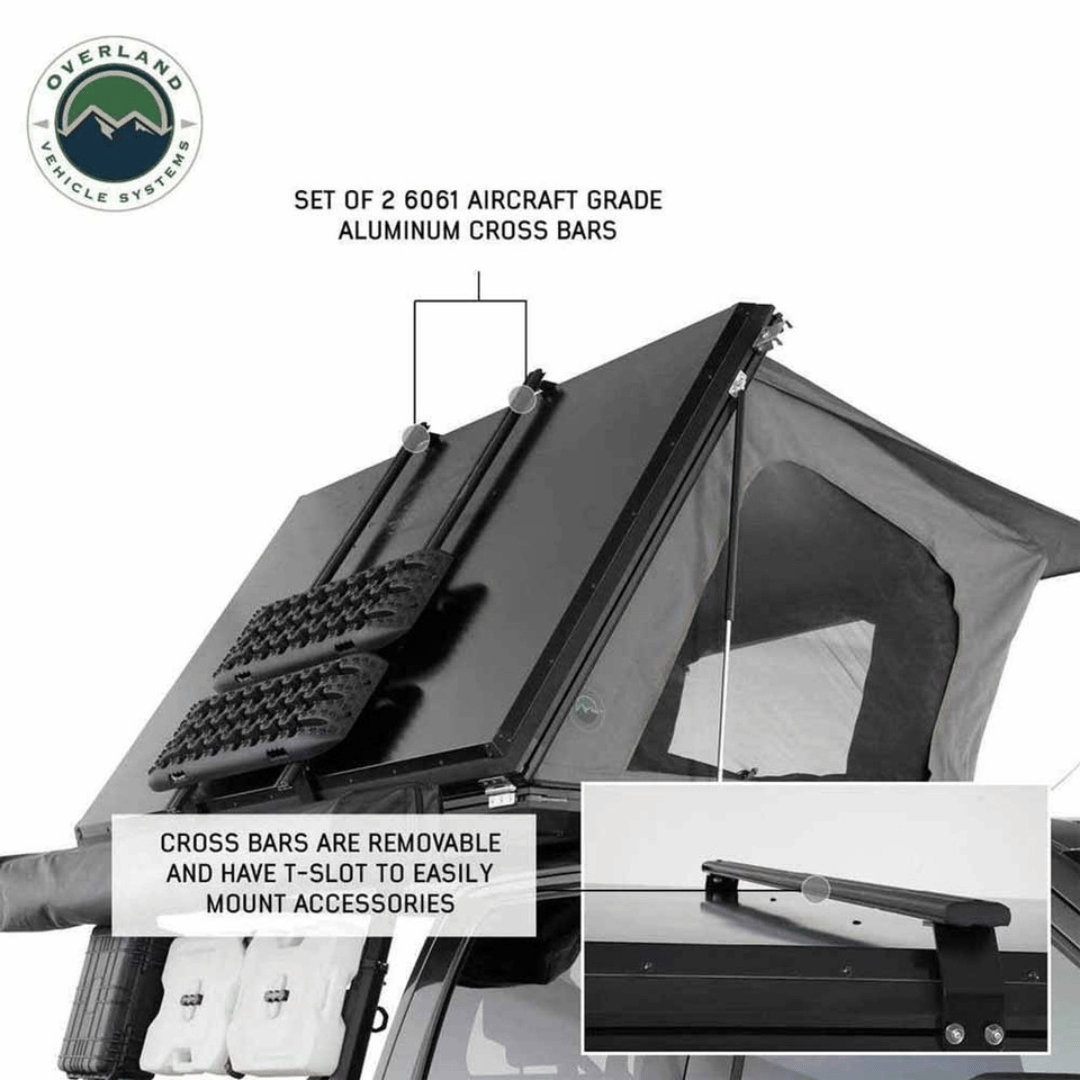 HD Sidewinder Side Load Aluminum Hard Shell Roof Top Tent Aluminum Cross Bars