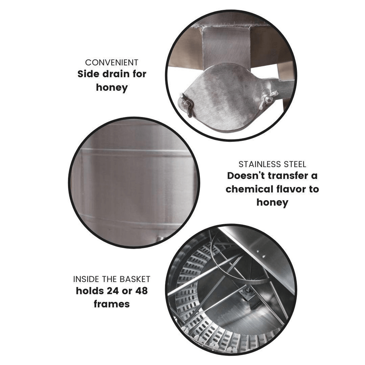 HH913 24 Frame and HH926 48 Frame Radial Mann Lake Honey Extractor without Auger build quality and features