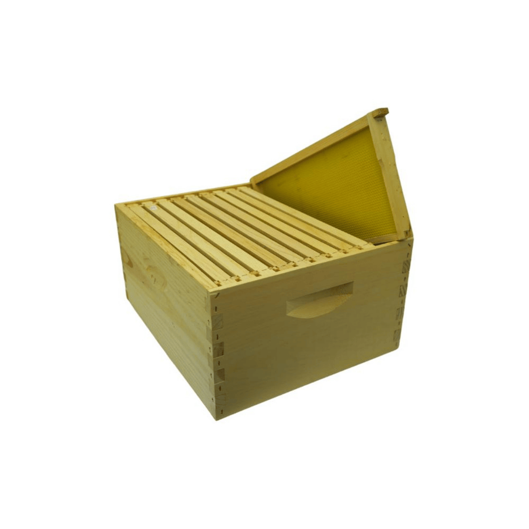 HK180 Unpainted Assembled 9 5/8&quot; 10 Frame Deep Hive Kit with Plastic Wax Coated Foundation and Assembled Frames