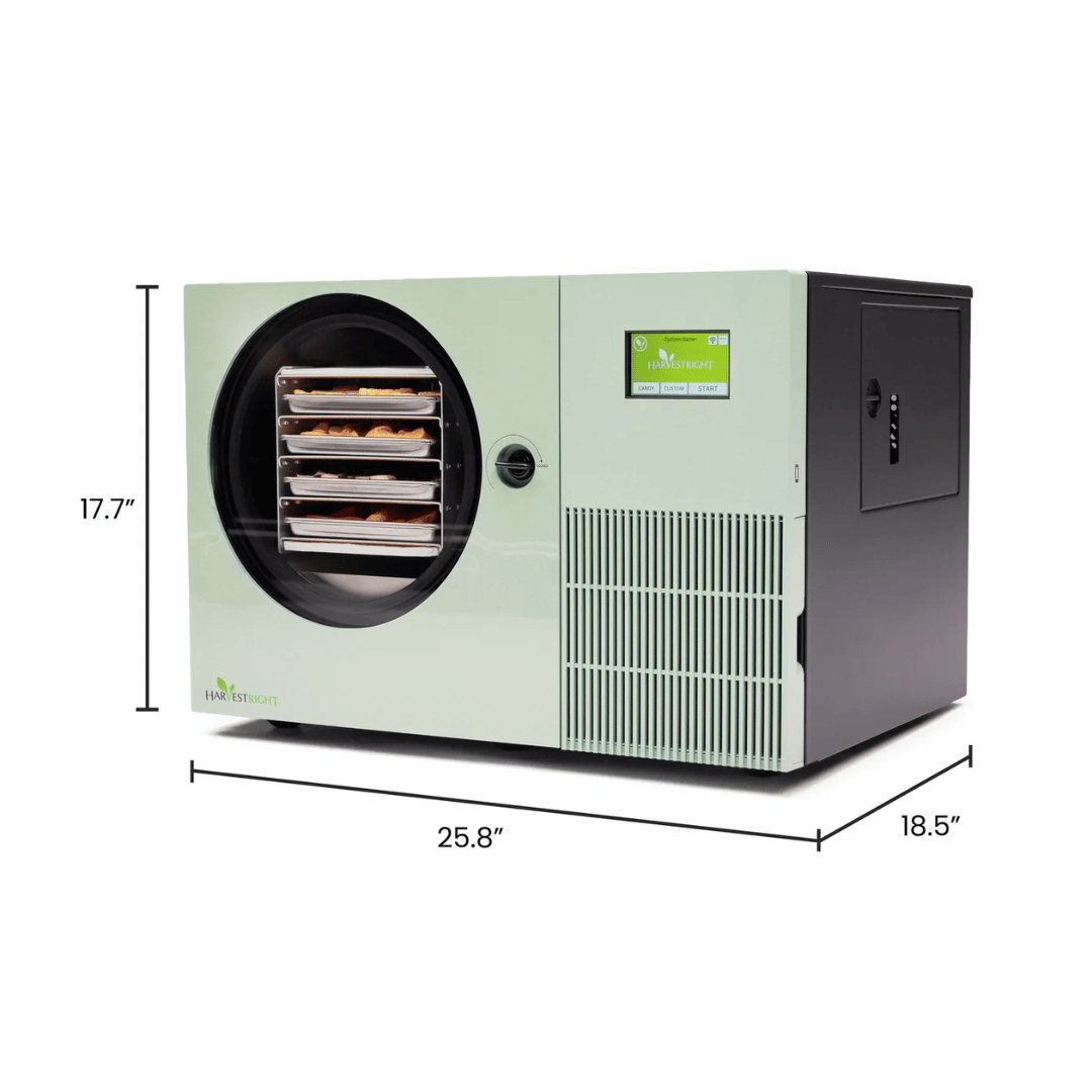 Harvest Right - Sage Green Countertop 360 Freeze Dryer - Dimensions