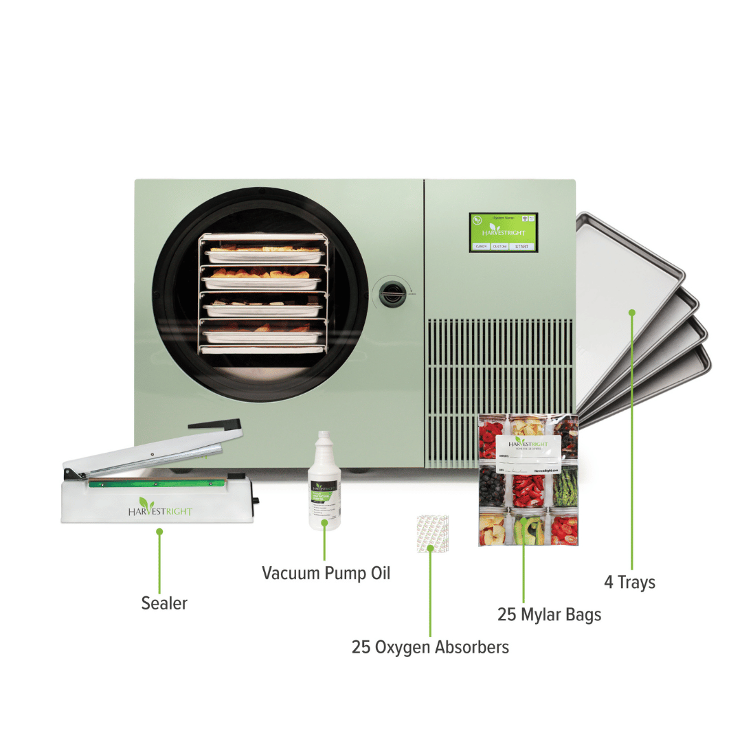 Harvest Right - Sage Green Countertop 360 Freeze Dryer - Inclusions