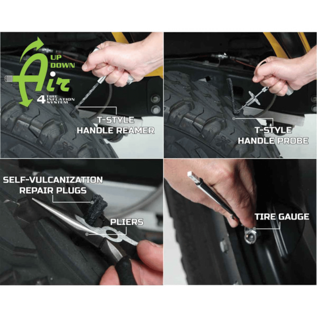 Overland Vehicle Systems 53 Piece Tire Plug Repair Kit being used