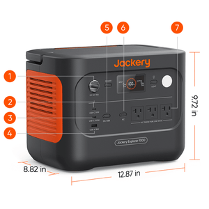 Jackery Explorer 1000 V2 dimensions and ports